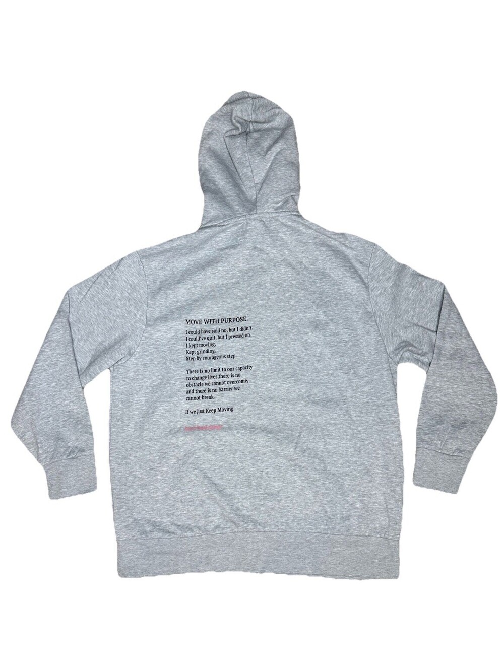 Burn Boot Camp 2XL Move with Purpose Gray Pink Full Zip Hoodie Sweatshirt Womens